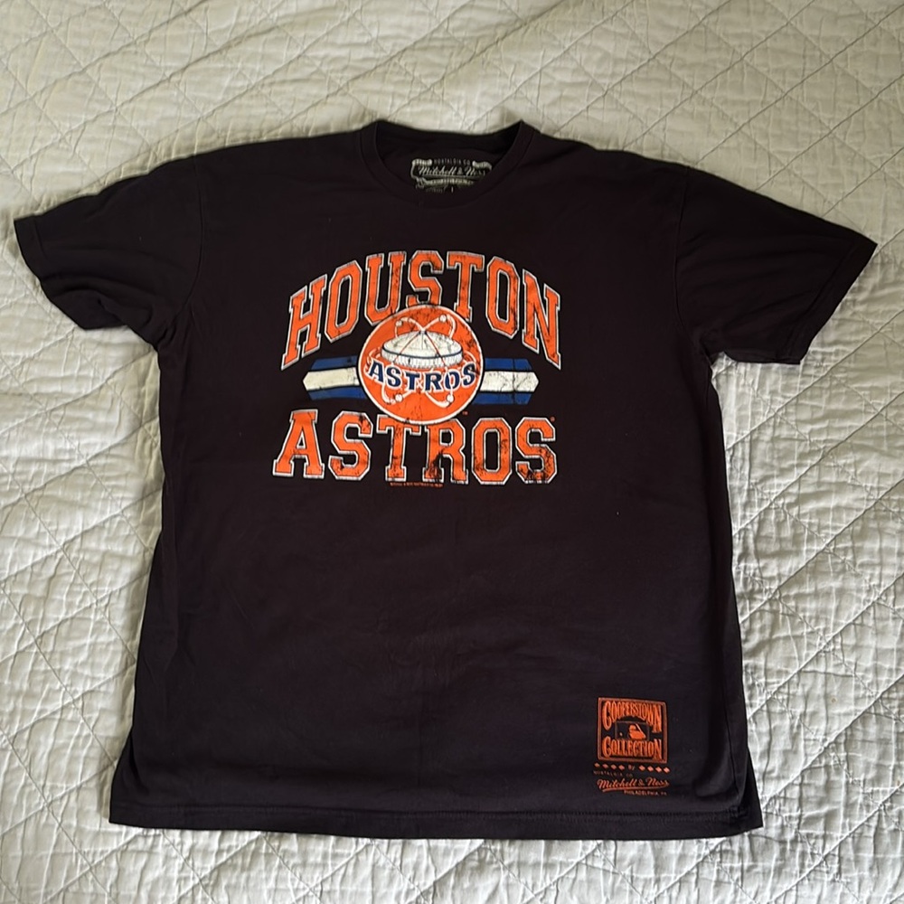 Mitchell & Ness Houston Astros 100% cotton black T shirt men’s Size L - Picture 3 of 7
